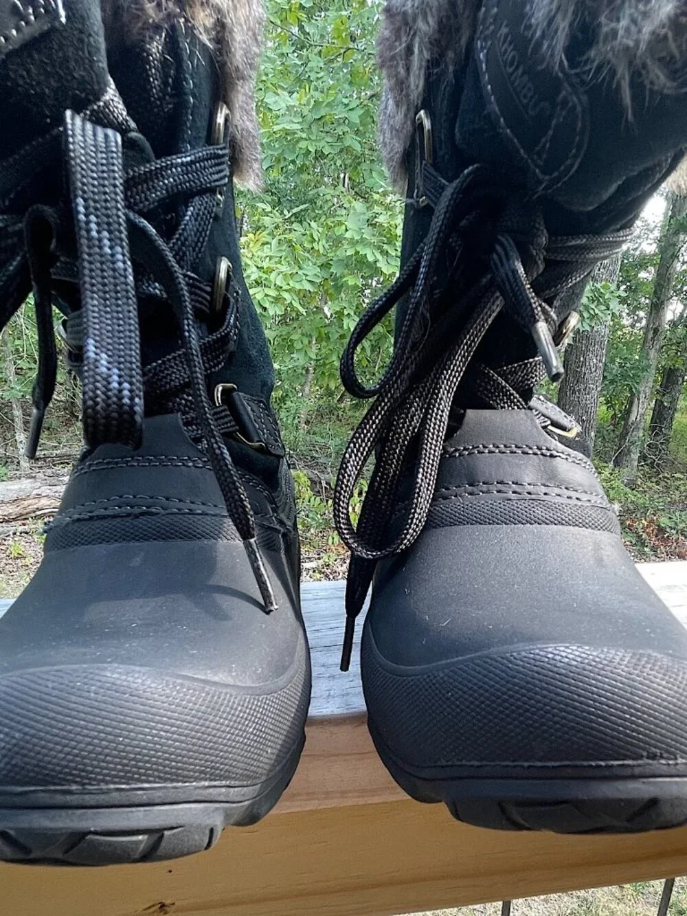 Khombu Slope Snow Boots Sz 8M Gorpcore Faux Fur Lace Up EUC Warm